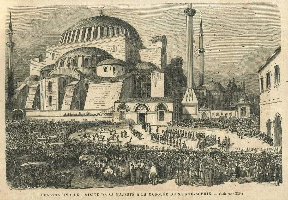 Ayasofya Ziyareti, Gravür, 19. Yüzyıl (Fransız)