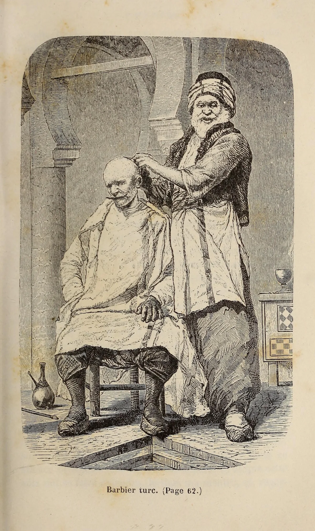 Bir Osmanlı berberi, 19. yüzyıl gravürü