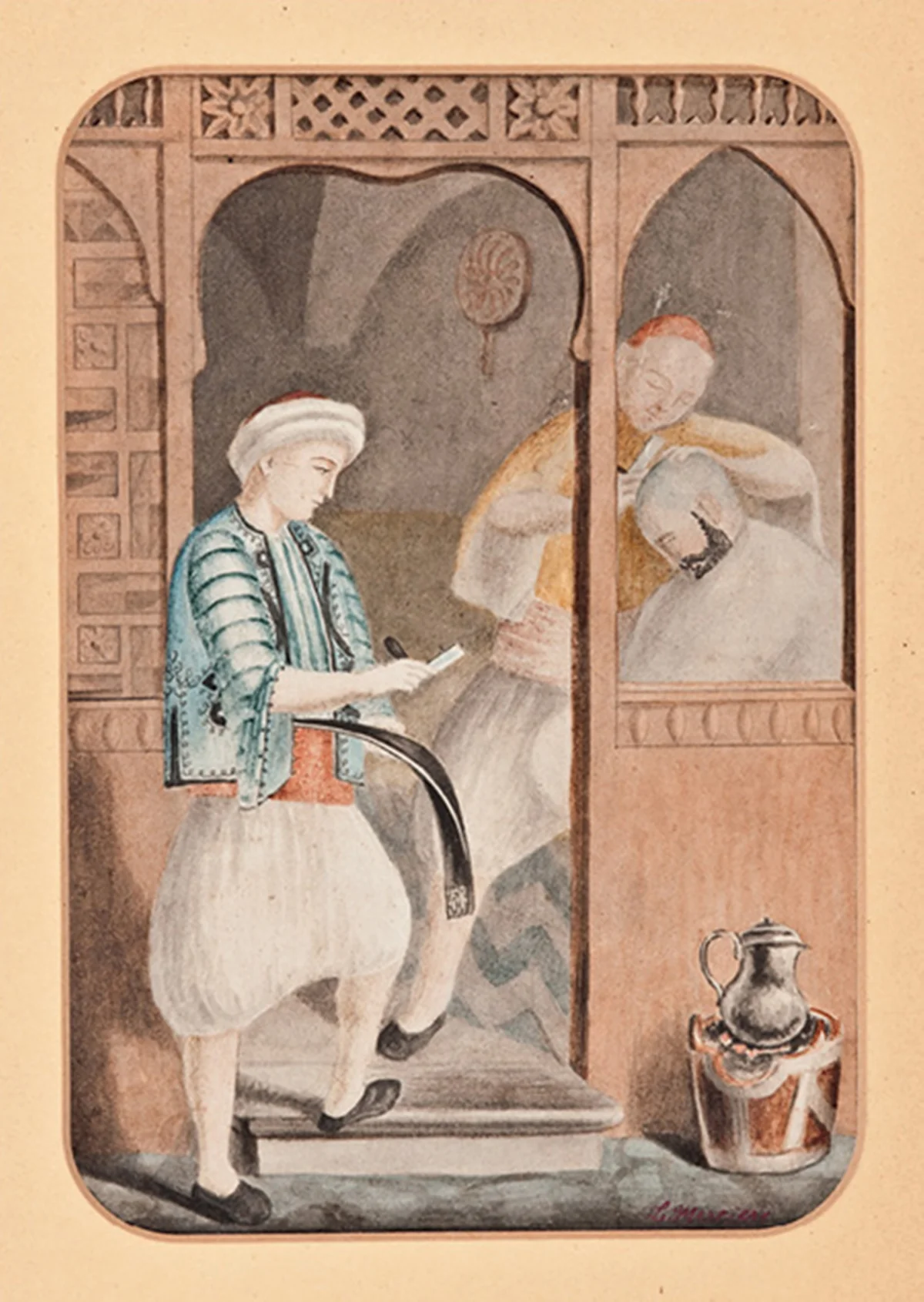 18. yüzyılda Osmanlı berber dükkanı