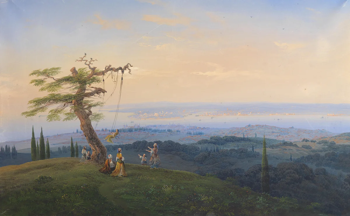 Carlo Bossoli, Abendliches Vergnügen vor den Toren Konstantinopels, wohl 1841