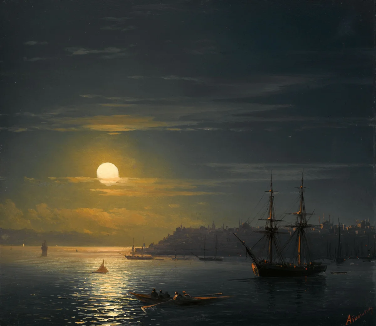 İstanbul'da Mehtaplı Gece, 19. Yüzyıl (Ivan Aivazovsky)