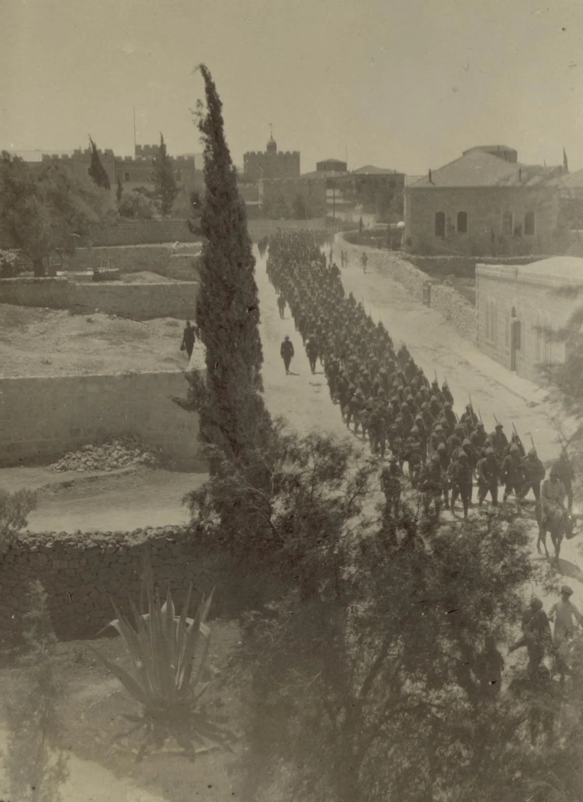 Turkish columns marching out to drill, 1914