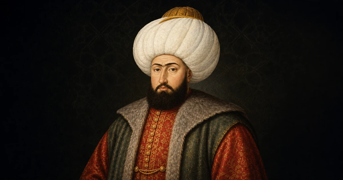 Manyal Sarayı Müzesi’ndeki geriye dönük portre esas alınarak resmî hükümdar portresi düzeninde canlandırılan Sultan I. Mehmed