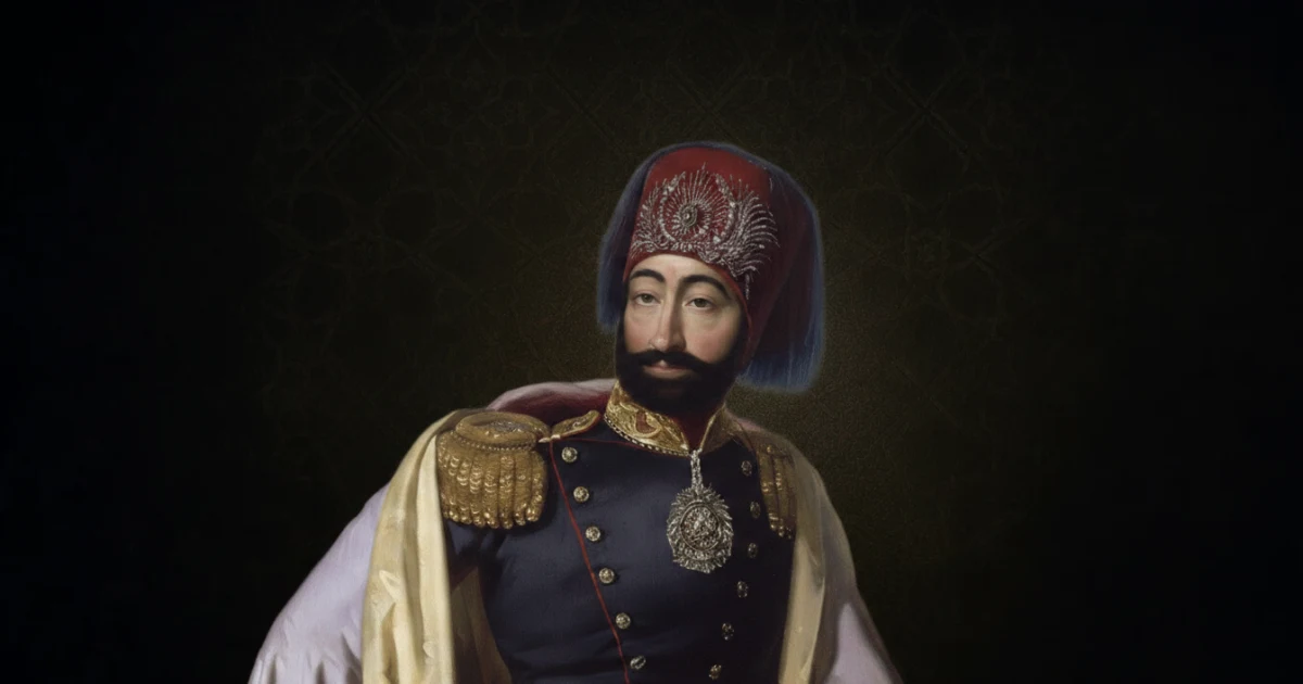 Kanonik portre referansıyla resmî hükümdar portresi düzeninde canlandırılan Sultan II. Mahmud