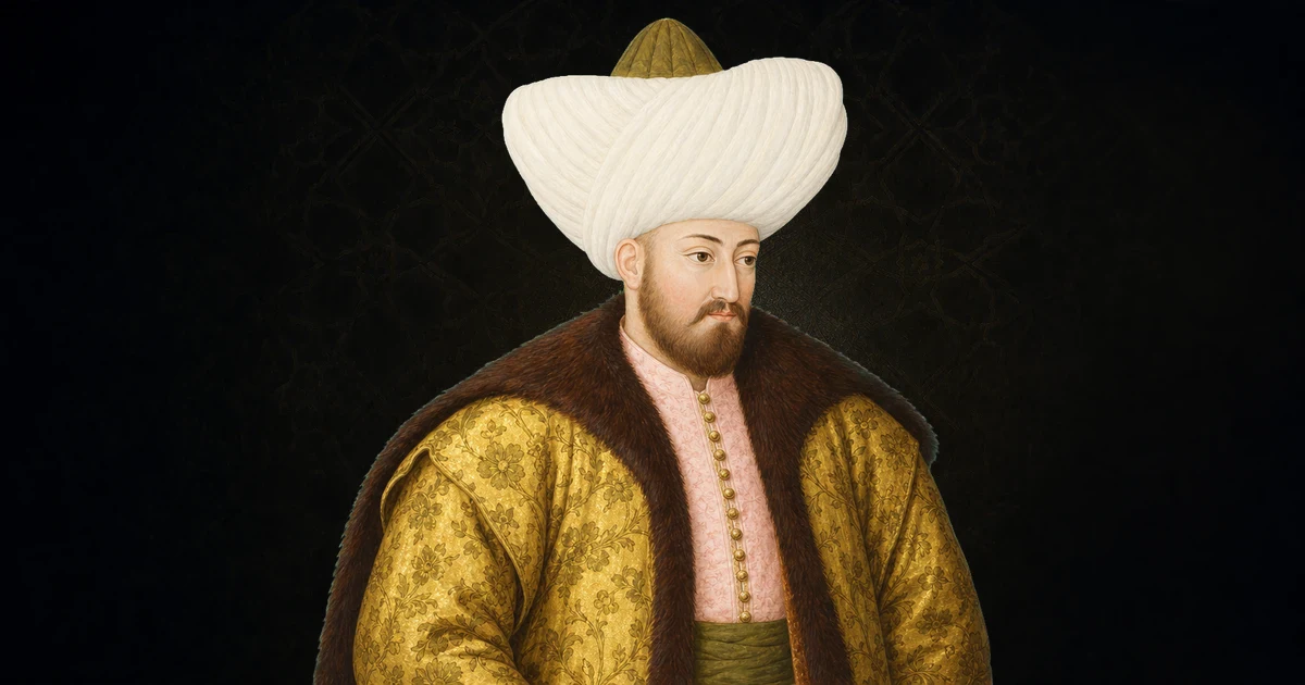 Yaklaşık 1600 tarihli yazma portresi esas alınarak resmî hükümdar portresi düzeninde canlandırılan Sultan II. Murad