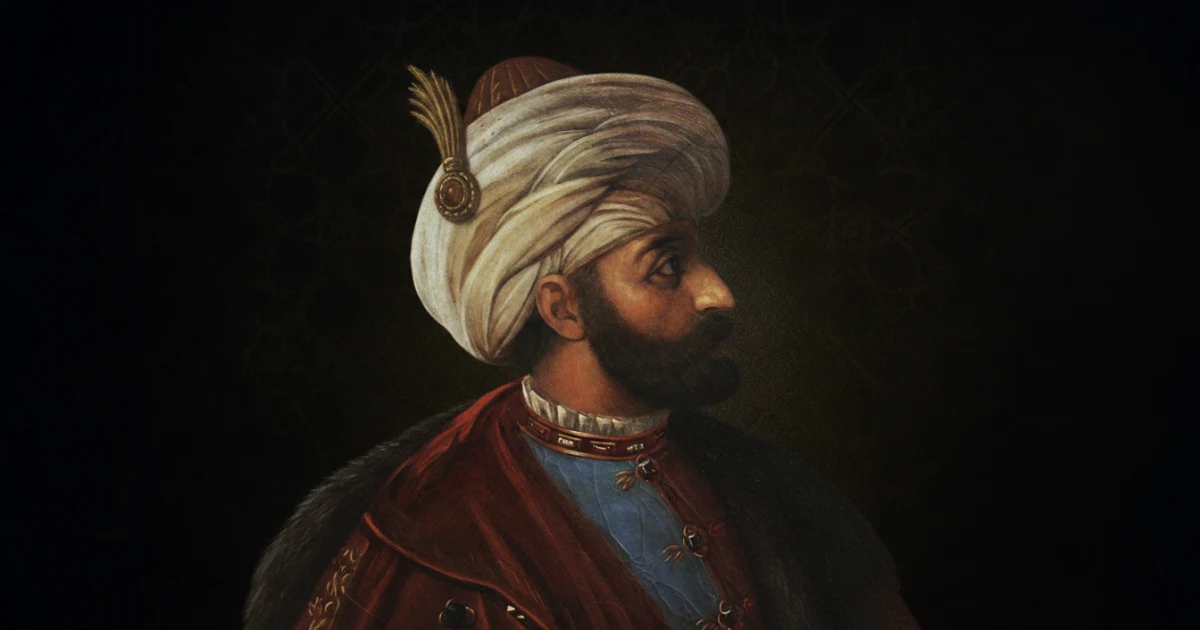 Kıyâfetü’l-İnsâniyye minyatürü esas alınarak resmî hükümdar portresi düzeninde canlandırılan Sultan III. Murad