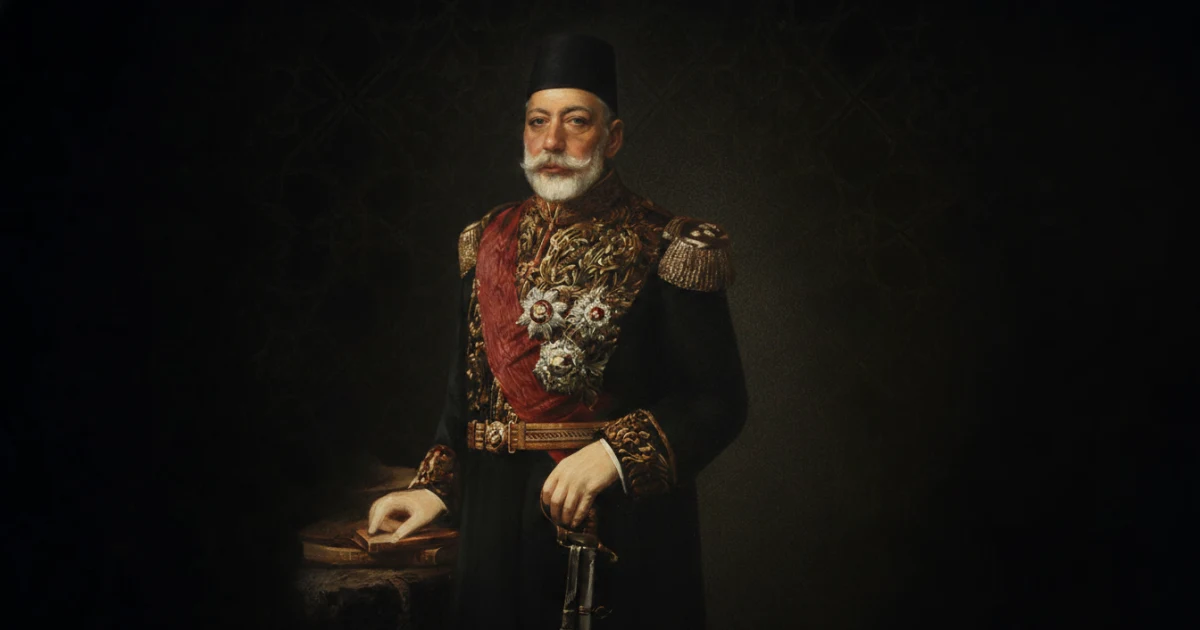 Kanonik fotoğraf referansıyla fes ve üniformayla canlandırılan Sultan V. Mehmed Reşad