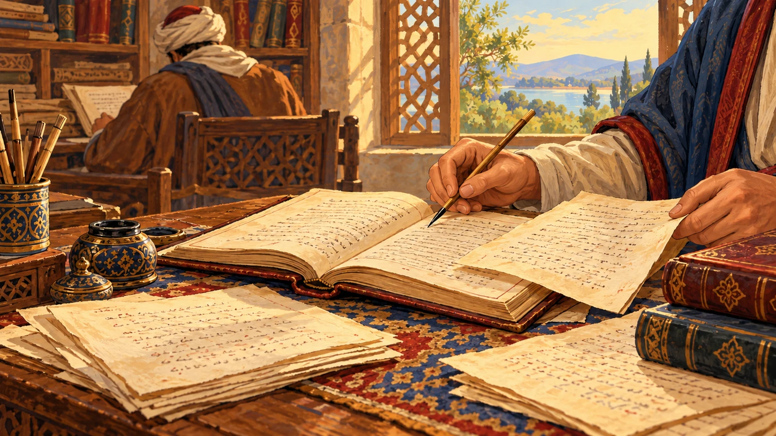Osmanlı şiir mecmualarının kopyalanmasını anlatan temsili yazma ve okuma sahnesi